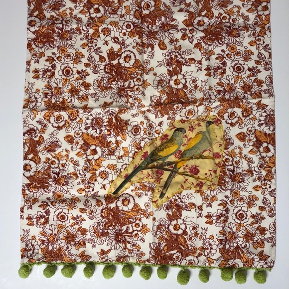 Anthropologie Other - ANTHROPOLOGIE birds red washcloth towel floral pom